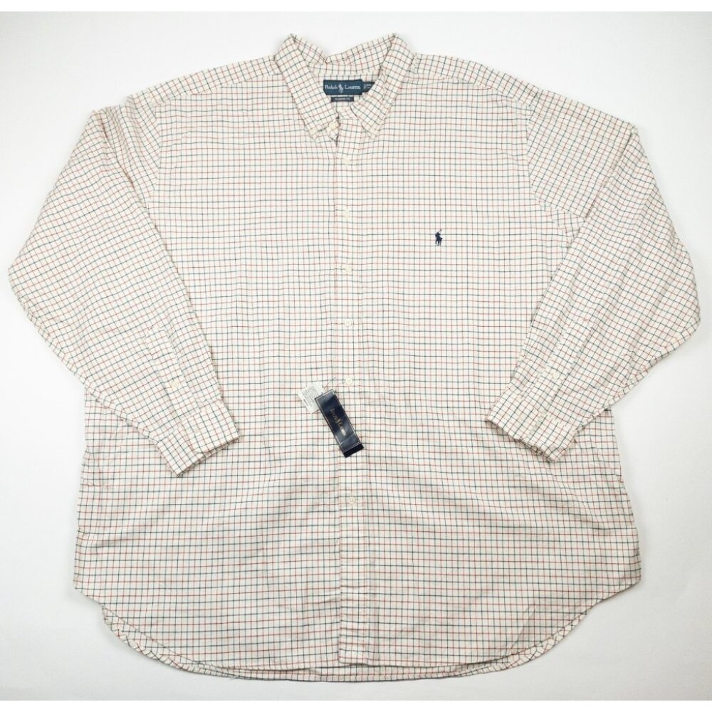 Polo Ralph Lauren 4XLT Tall Men's Shirt Button-Down White Graph Check Flannel